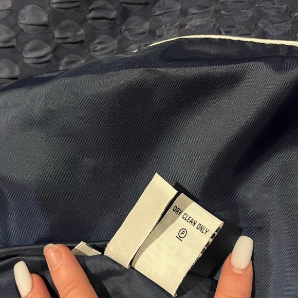 Bergdorf Goodman and Jane Post Navy coat with embossed polka dot detail - Picture 5 of 7